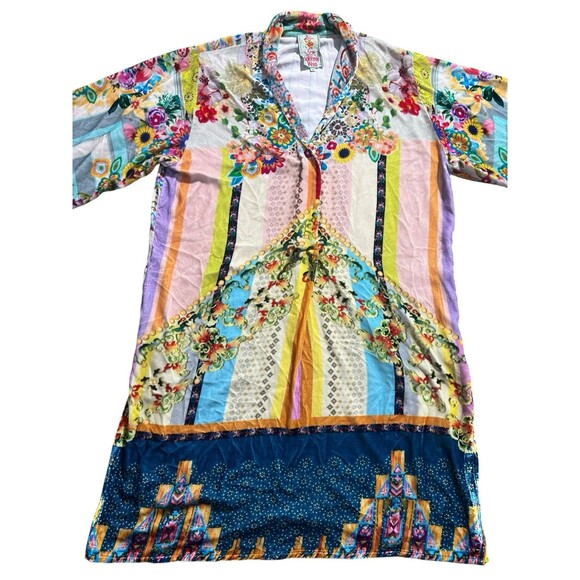 JOHNNY WAS Angie Silk Blend Velvet Tunic Dress Sz M Boho - Picture 2 of 16